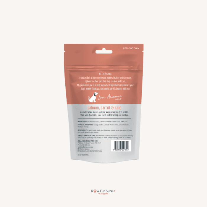 Bell & Bone Freeze Dried Dog Treats - Salmon with Carrot and Kale 100g - Image 2